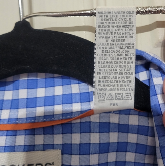 Men's Dockers L/G Checkered White/Blue Dress Shirt. - Picture 8 of 10